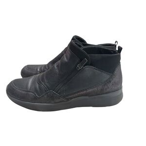 EASY SPIRIT ESINFORMER Black leather ankle boots zip women's size 10M